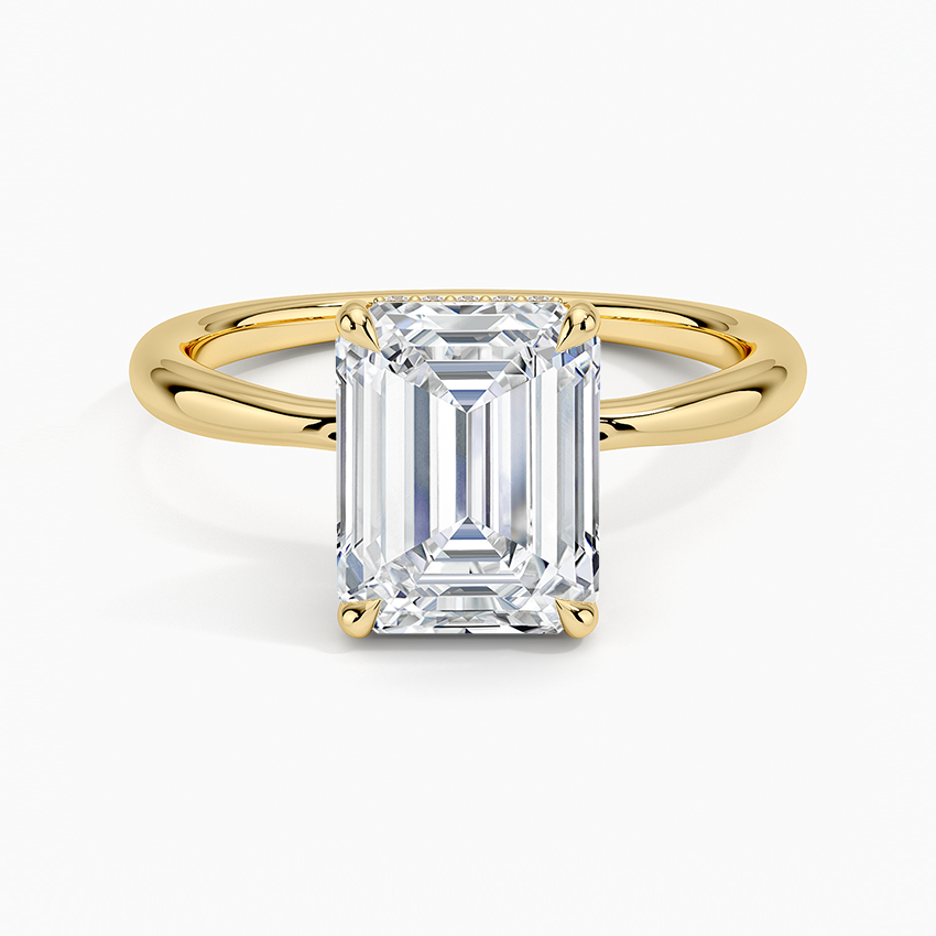 2.10 Karat Emerald Kesim Hidden Halo Tasarım Tektaş Laboratuvar Pırlanta Yüzük 18K - Alvora - Bold Diamonds
