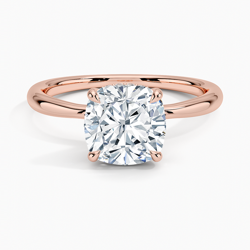 2.10 Karat Cushion Kesim Hidden Halo Tasarım Tektaş Laboratuvar Pırlanta Yüzük 18K - Alvora - Bold Diamonds