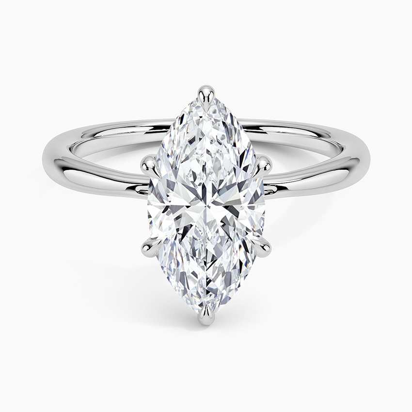2.10 Karat Marquise Kesim Hidden Halo Tasarım Tektaş Laboratuvar Pırlanta Yüzük 18K - Alvora - Bold Diamonds