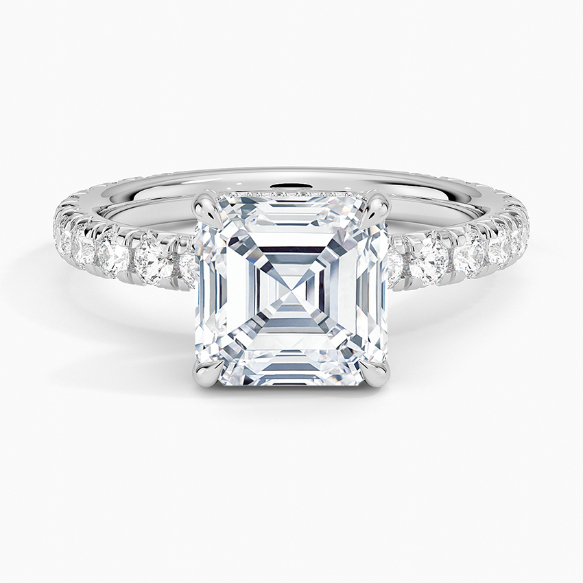 2.75 Karat Asscher Kesim Hidden Halo Tasarım Tektaş Laboratuvar Pırlanta Yüzük 18K - Selora - Bold Diamonds
