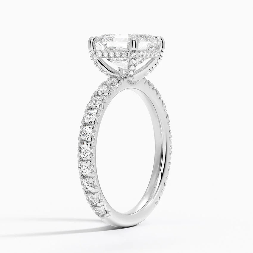 2.75 Karat Asscher Kesim Hidden Halo Tasarım Tektaş Laboratuvar Pırlanta Yüzük 18K - Selora - Bold Diamonds