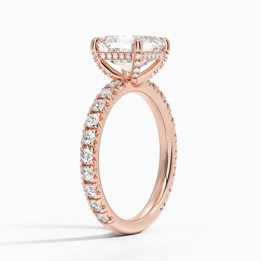 2.75 Karat Asscher Kesim Hidden Halo Tasarım Tektaş Laboratuvar Pırlanta Yüzük 18K - Selora - Bold Diamonds