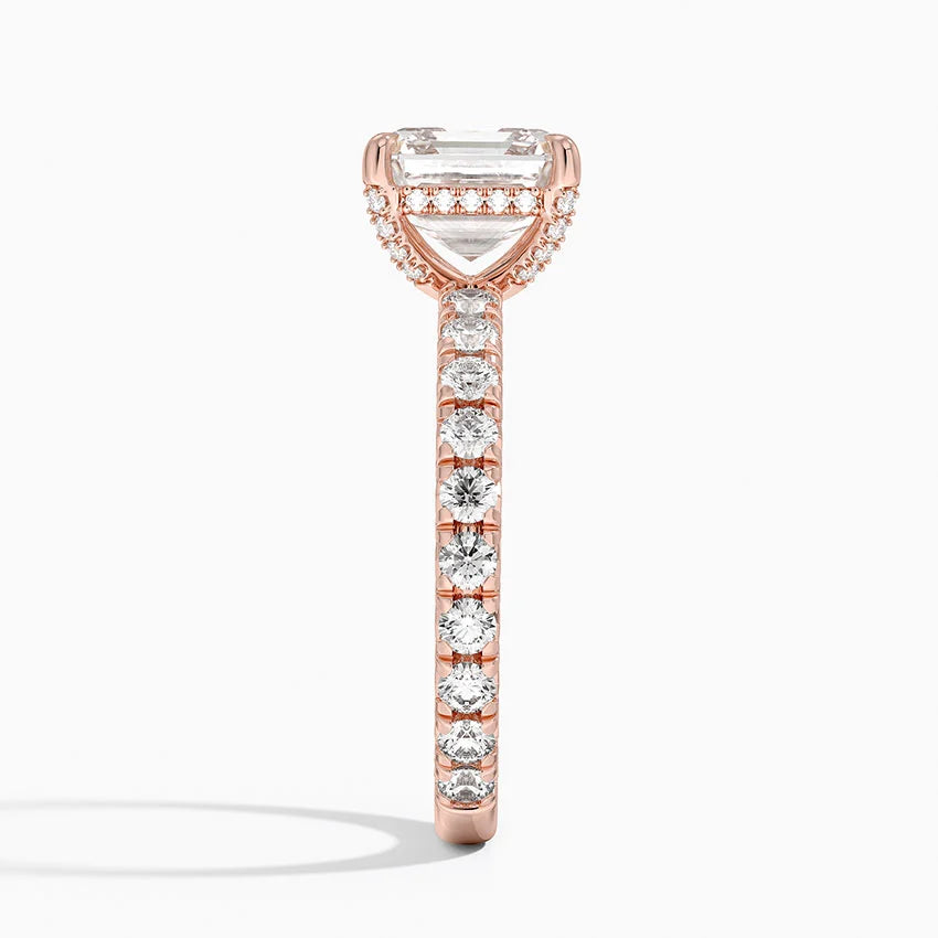 2.75 Karat Asscher Kesim Hidden Halo Tasarım Tektaş Laboratuvar Pırlanta Yüzük 18K - Selora - Bold Diamonds