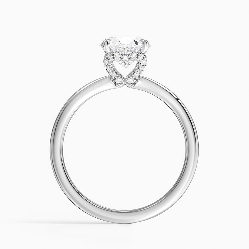 2.15 Oval Kesim Hidden Halo Tasarım Tektaş Laboratuvar Pırlanta Yüzük - Vilora