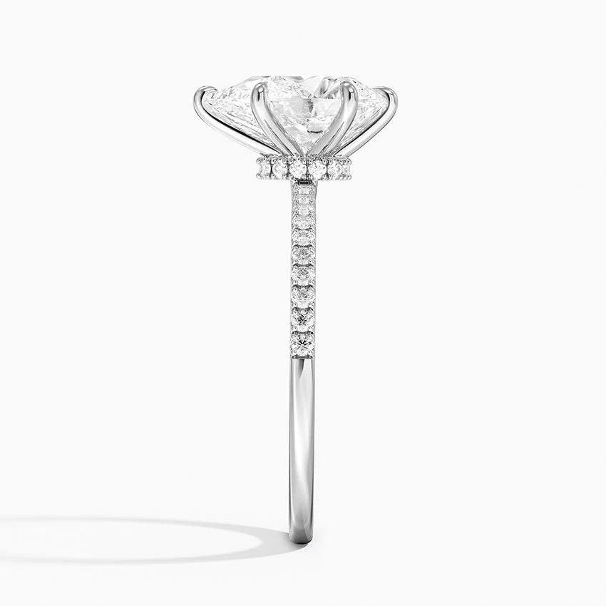 3.25 Karat Damla Kesim Hidden Halo Tasarım Tektaş Laboratuvar Pırlanta Yüzük - Filora - Bold Diamonds