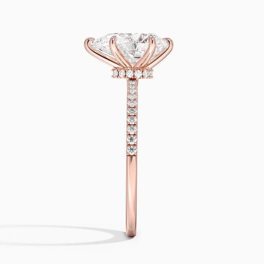3.25 Karat Damla Kesim Hidden Halo Tasarım Tektaş Laboratuvar Pırlanta Yüzük - Filora - Bold Diamonds