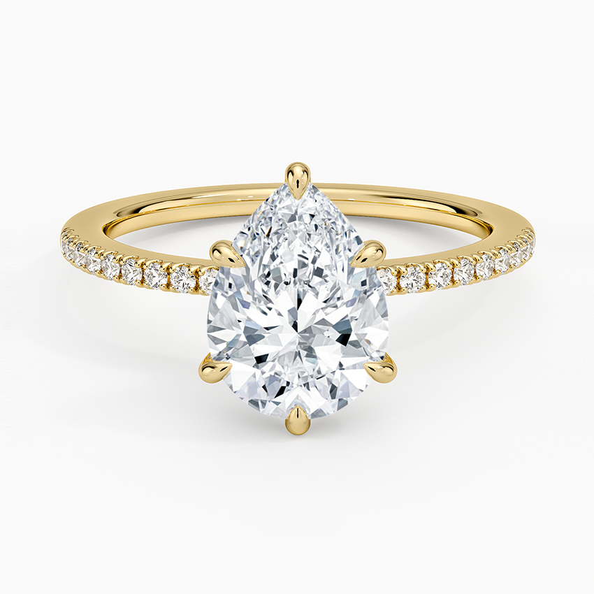 3.25 Karat Damla Kesim Hidden Halo Tasarım Tektaş Laboratuvar Pırlanta Yüzük - Filora - Bold Diamonds