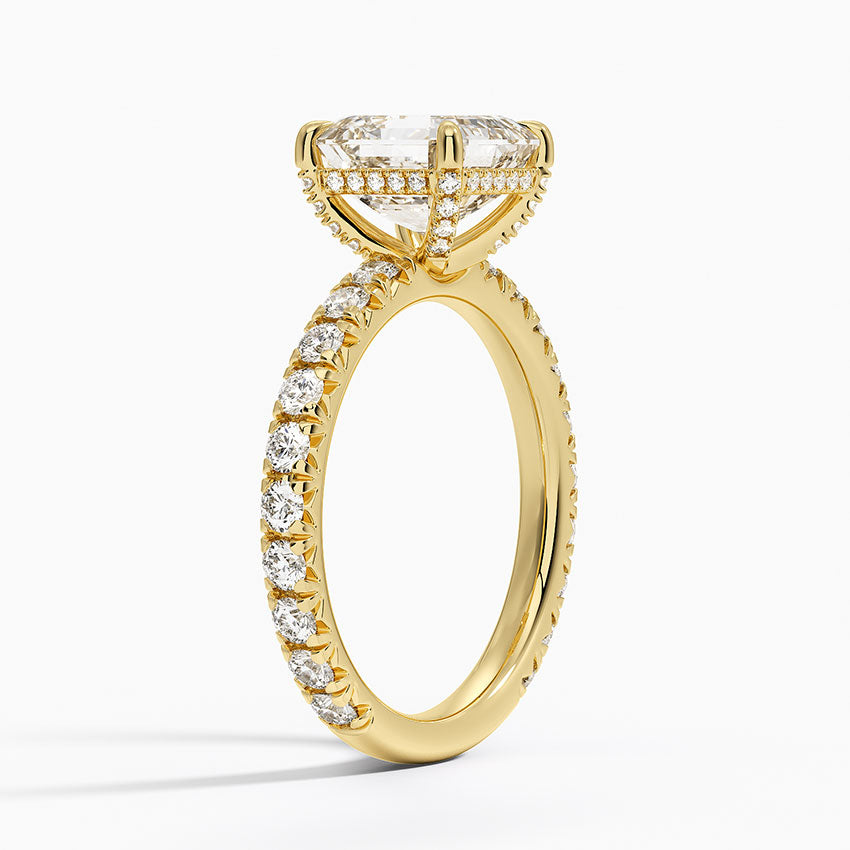 2.75 Karat Asscher Kesim Hidden Halo Tasarım Tektaş Laboratuvar Pırlanta Yüzük 18K - Selora - Bold Diamonds