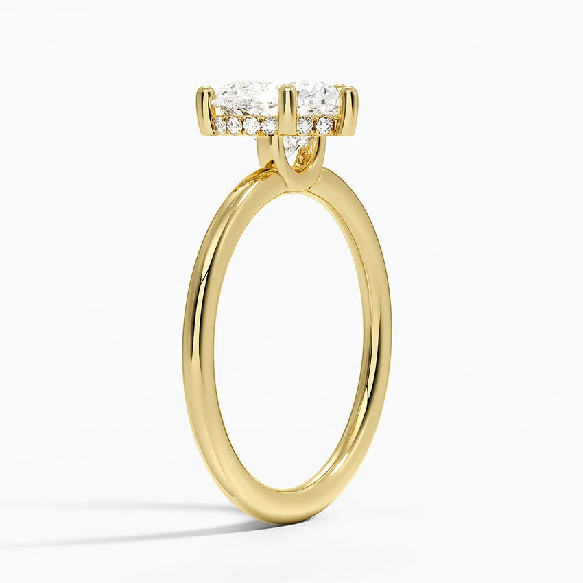 2.10 Kalp Kesim Hidden Halo Tasarım Tektaş Laboratuvar Pırlanta Yüzük - Melara