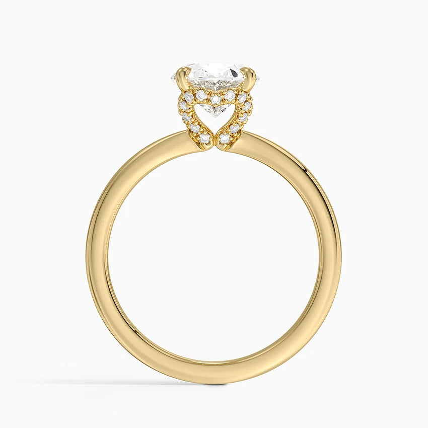 2.15 Oval Kesim Hidden Halo Tasarım Tektaş Laboratuvar Pırlanta Yüzük - Vilora