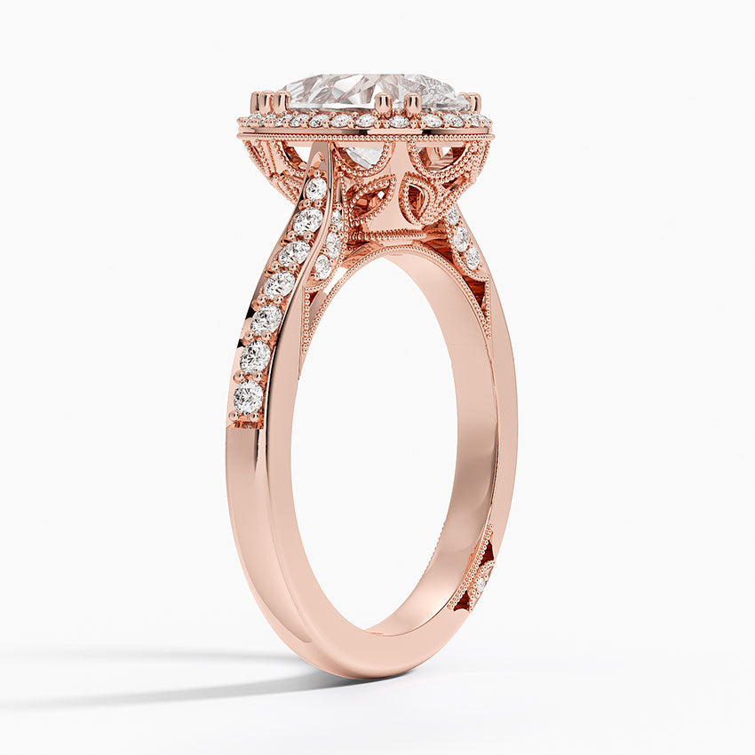 2.50 Damla Kesim Halo Tasarım Tektaş Laboratuvar Pırlanta Yüzük 18K - Tilara