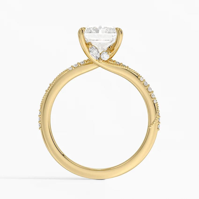2.25 Karat Radiant Kesim Hidden Halo Tasarım Tektaş Laboratuvar Pırlanta Yüzük 18K - Melora - Bold Diamonds
