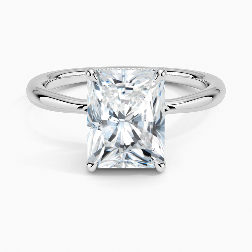 2.10 Karat Radiant Kesim Hidden Halo Tasarım Tektaş Laboratuvar Pırlanta Yüzük 18K - Alvora - Bold Diamonds