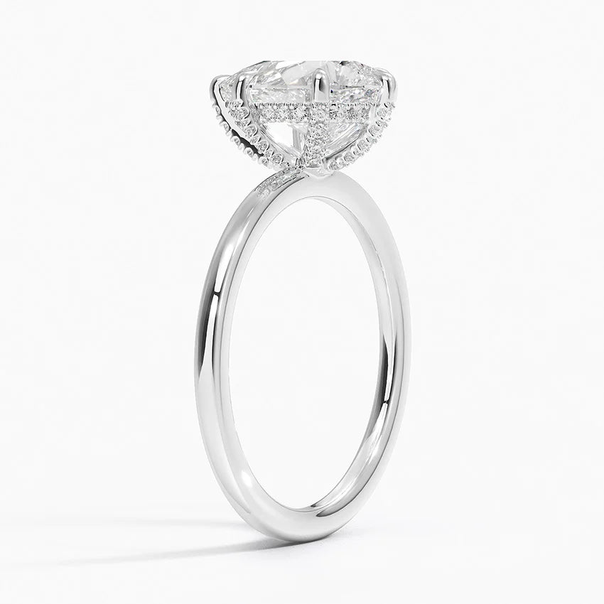 2.15 Karat Damla Kesim Hidden Halo Tasarım Tektaş Laboratuvar Pırlanta Yüzük - Gilora - Bold Diamonds