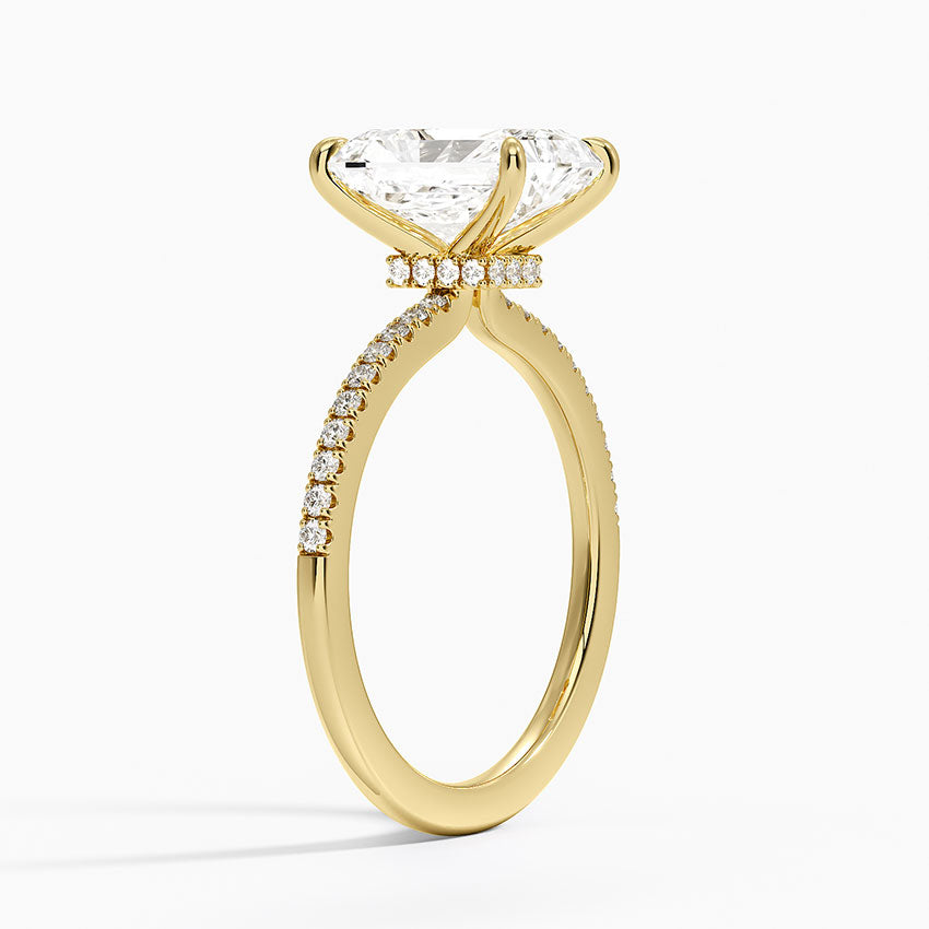 2.25 Karat Radiant Kesim Hidden Halo Tasarım Tektaş Laboratuvar Pırlanta Yüzük - Filora - Bold Diamonds
