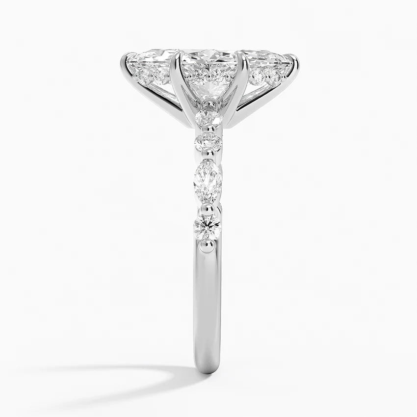 2.50 Karat Marqiuse Kesim Hidden Halo Tasarım Tektaş Laboratuvar Pırlanta Yüzük - Tokyo - Bold Diamonds