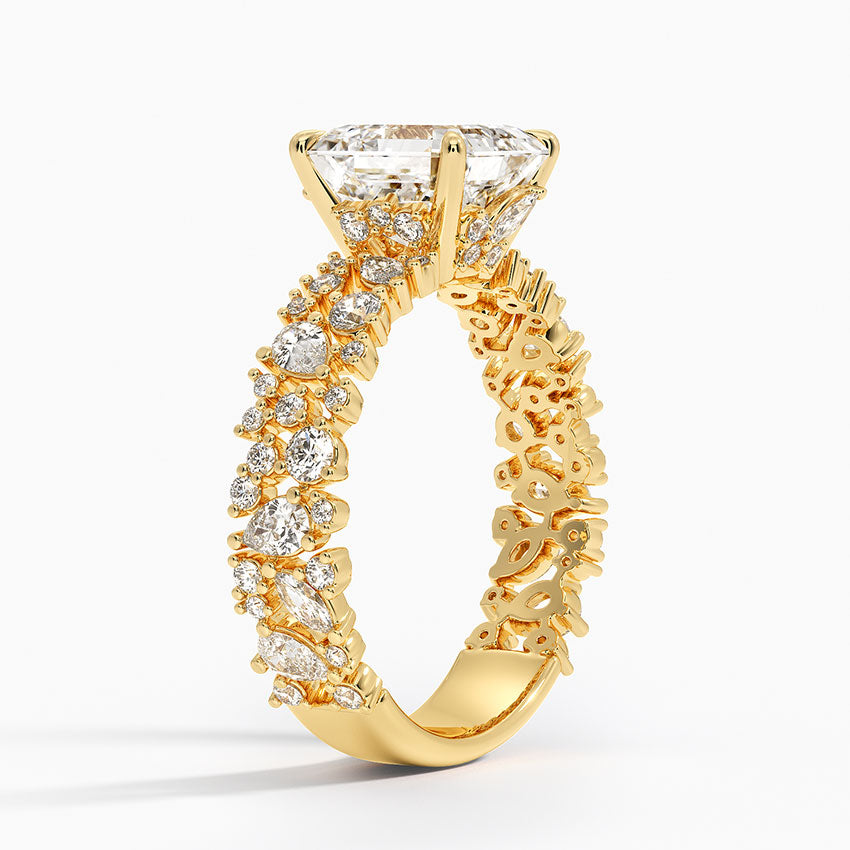 3.00 Asscher Kesim Özel Tasarım Tektaş Laboratuvar Pırlanta Yüzük - Aylora