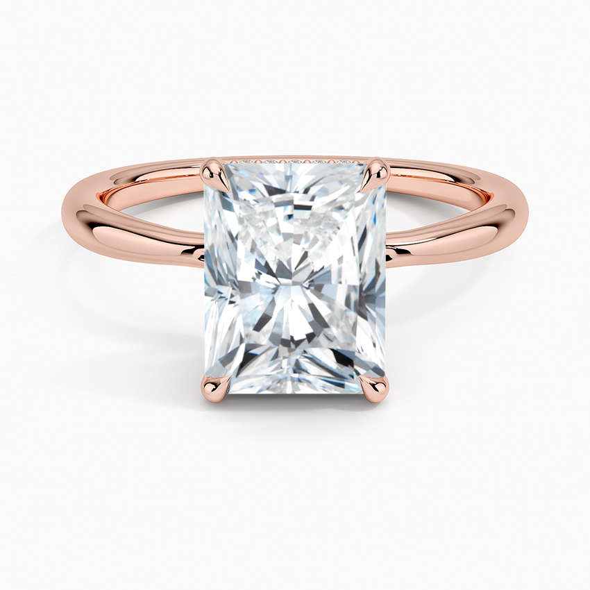 2.10 Karat Radiant Kesim Hidden Halo Tasarım Tektaş Laboratuvar Pırlanta Yüzük 18K - Alvora - Bold Diamonds