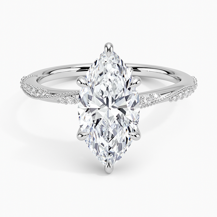 2.25 Karat Marquise Kesim Hidden Halo Tasarım Tektaş Laboratuvar Pırlanta Yüzük 18K - Melora - Bold Diamonds