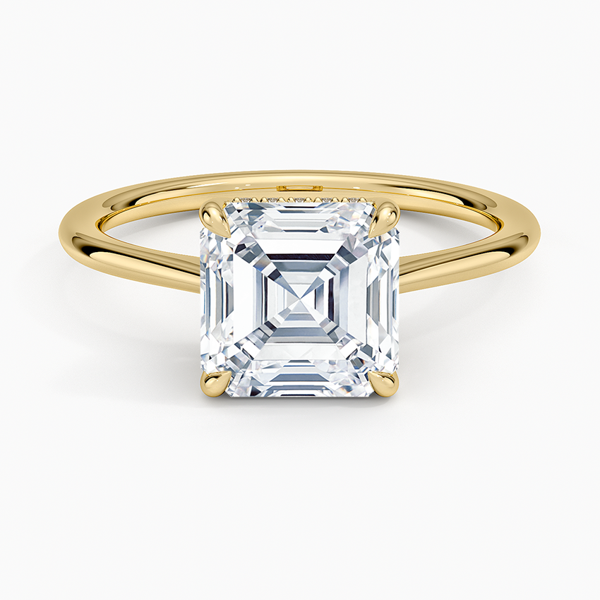 2.10 Karat Asscher Kesim Hidden Halo Tasarım Tektaş Laboratuvar Pırlanta Yüzük - Monaco