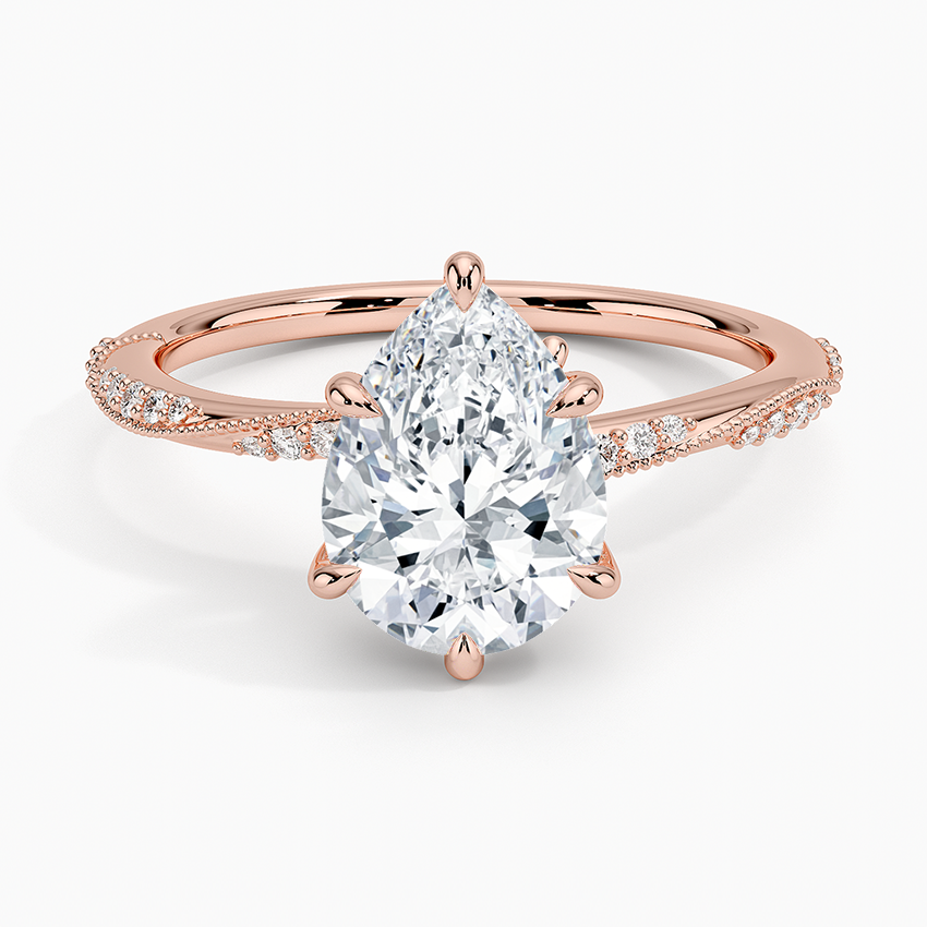 2.25 Karat Damla Kesim Hidden Halo Tasarım Tektaş Laboratuvar Pırlanta Yüzük 18K - Melora - Bold Diamonds