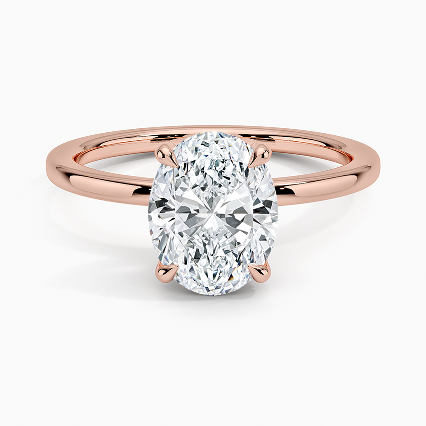 2.15 Karat Oval Kesim Hidden Halo Tasarım Tektaş Laboratuvar Pırlanta Yüzük - Gilora - Bold Diamonds