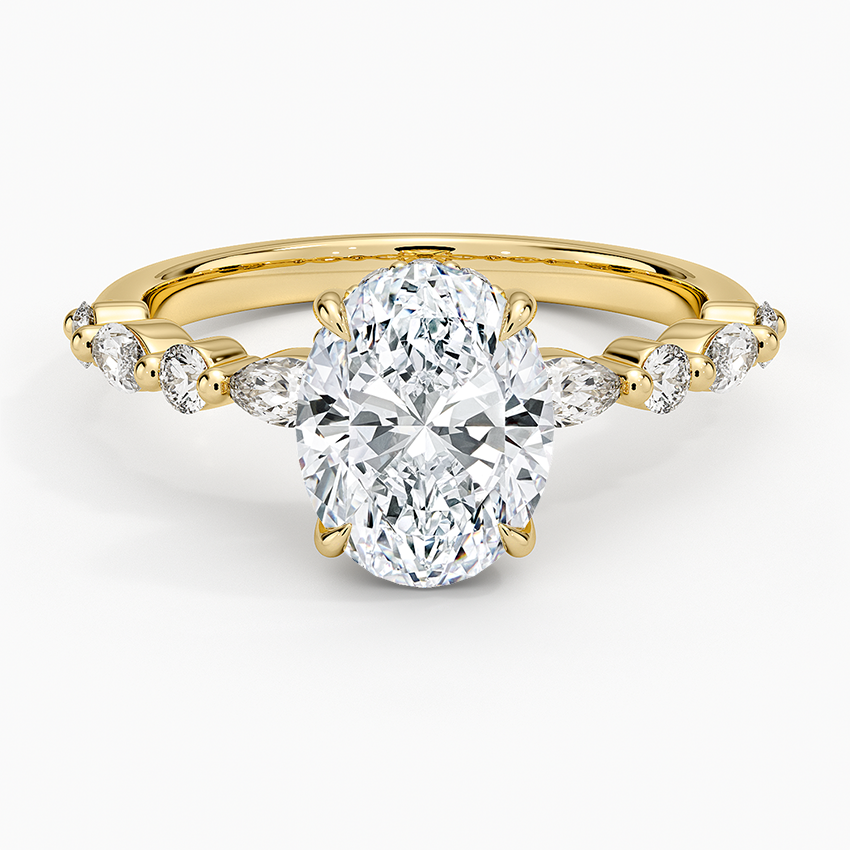 2.50 Karat Oval Kesim Hidden Halo Tasarım Tektaş Laboratuvar Pırlanta Yüzük - Tokyo - Bold Diamonds