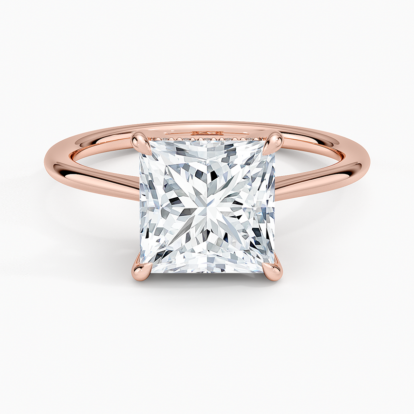 2.10 Prenses Kesim Hidden Halo Tasarım Tektaş Laboratuvar Pırlanta Yüzük - Tilora