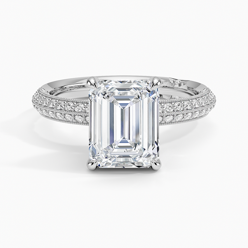 2.50 Karat Emerald Kesim Hidden Halo Tasarım Tektaş Laboratuvar Pırlanta Yüzük - Geneva