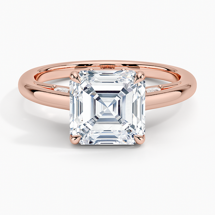 2.30 Asscher Kesim Hidden Halo Tasarım Tektaş Laboratuvar Pırlanta Yüzük - Dalara