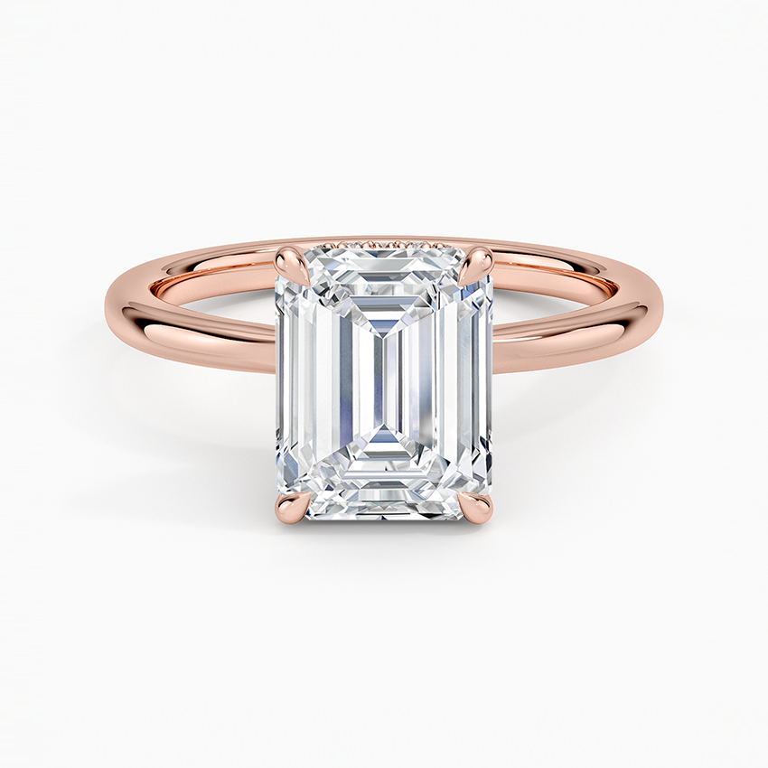 2.15 Karat Emerald Kesim Hidden Halo Tasarım Tektaş Laboratuvar Pırlanta Yüzük - Lyon
