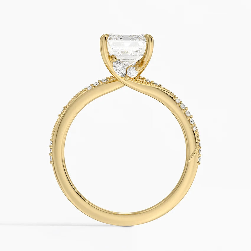 2.25 Karat Emerald Kesim Hidden Halo Tasarım Tektaş Laboratuvar Pırlanta Yüzük 18K - Melora