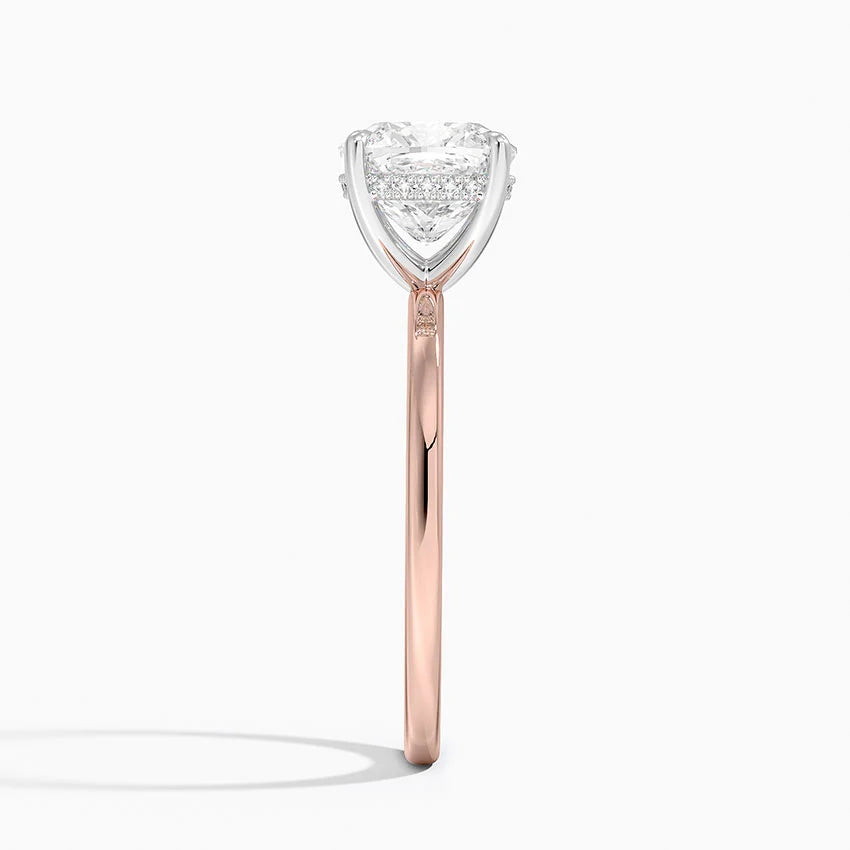 2.10 Karat Cushion Kesim Hidden Halo Tasarım Tektaş Laboratuvar Pırlanta Yüzük 18K - Elora - Bold Diamonds