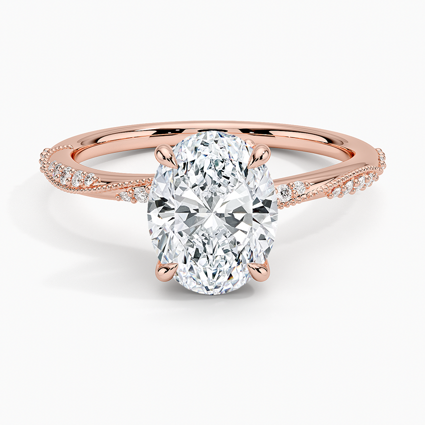 2.25 Karat Oval Kesim Hidden Halo Tasarım Tektaş Laboratuvar Pırlanta Yüzük 18K - Melora
