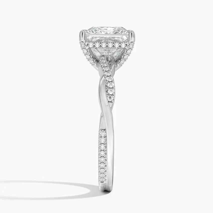 2.25 Karat Prenses Kesim Hidden Halo Tasarım Tektaş Laboratuvar Pırlanta Yüzük 18K - Talora