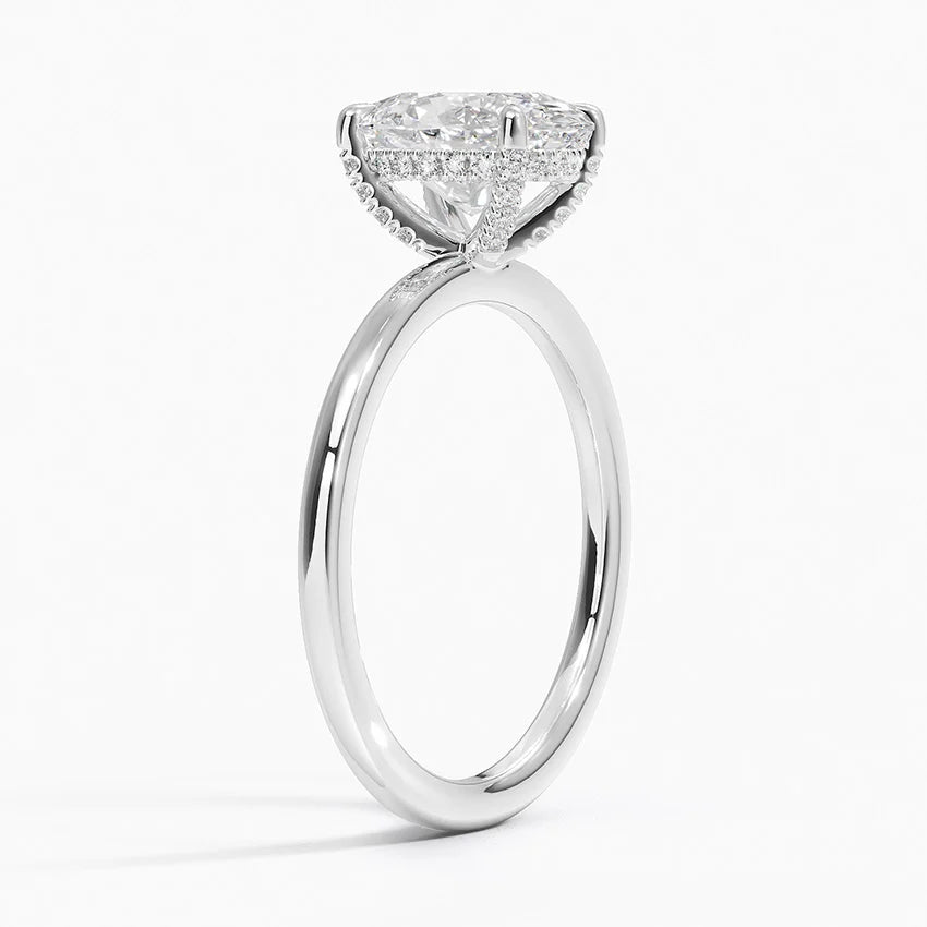 2.15 Karat Oval Kesim Hidden Halo Tasarım Tektaş Laboratuvar Pırlanta Yüzük - Gilora - Bold Diamonds