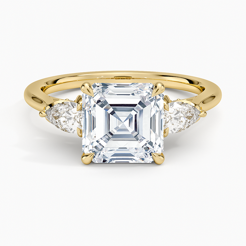 2.75 Karat Asscher Kesim Hidden Halo Tasarım Tektaş Laboratuvar Pırlanta Yüzük 18K - Calora