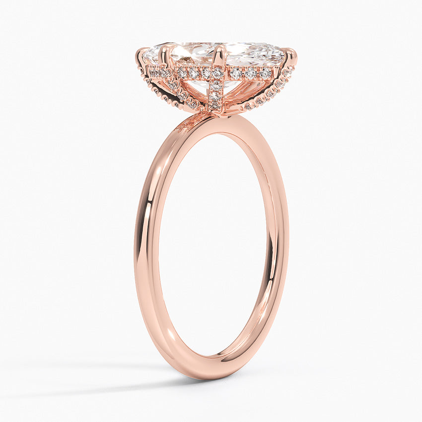 2.15 Karat Marquise Kesim Hidden Halo Tasarım Tektaş Laboratuvar Pırlanta Yüzük - Gilora - Bold Diamonds