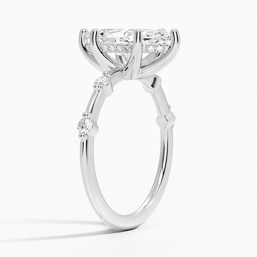 2.20 Karat Marquise Kesim Hidden Halo Tasarım Tektaş Laboratuvar Pırlanta Yüzük - Nice