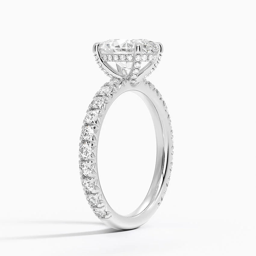 2.75 Karat Oval Kesim Hidden Halo Tasarım Tektaş Laboratuvar Pırlanta Yüzük 18K - Selora - Bold Diamonds