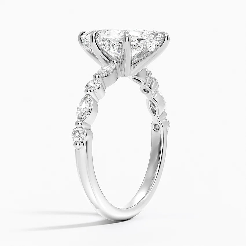 2.50 Karat Marqiuse Kesim Hidden Halo Tasarım Tektaş Laboratuvar Pırlanta Yüzük - Tokyo - Bold Diamonds