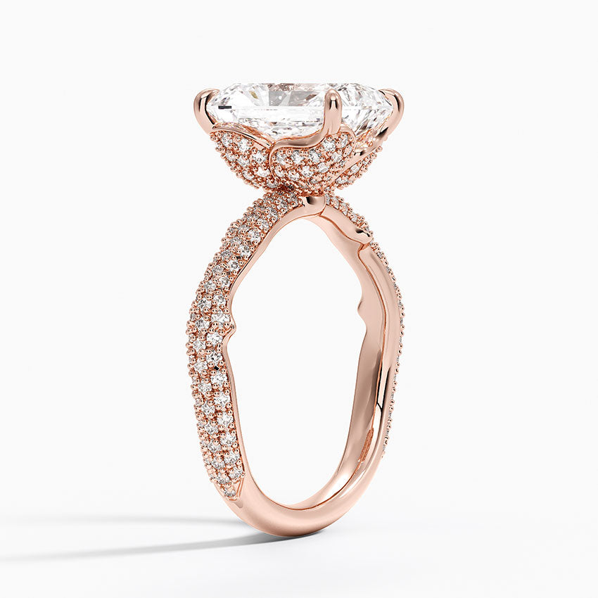 2.75 Karat Radiant Kesim Hidden Halo Tasarım Tektaş Laboratuvar Pırlanta Yüzük - Sorrento