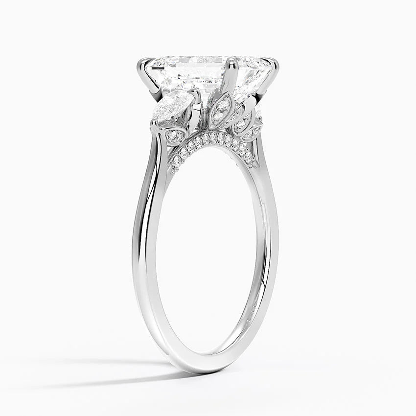 2.75 Karat Emerald Kesim Hidden Halo Tasarım Tektaş Laboratuvar Pırlanta Yüzük - Verona