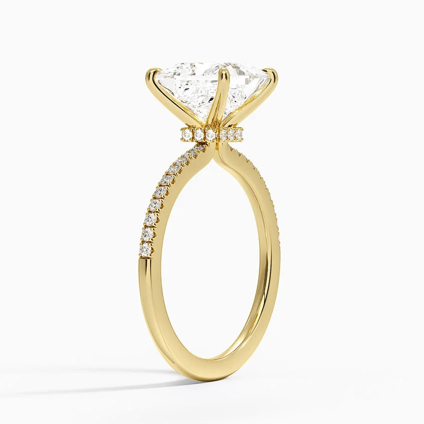 1.60 Carat Princess Halo Design Solitaire Lab Diamond Ring 18K - Florina