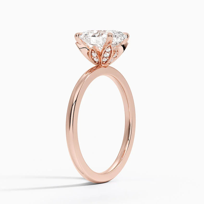 2.15 Karat Oval Kesim Hidden Halo Tasarım Tektaş Laboratuvar Pırlanta Yüzük 18K - Delora