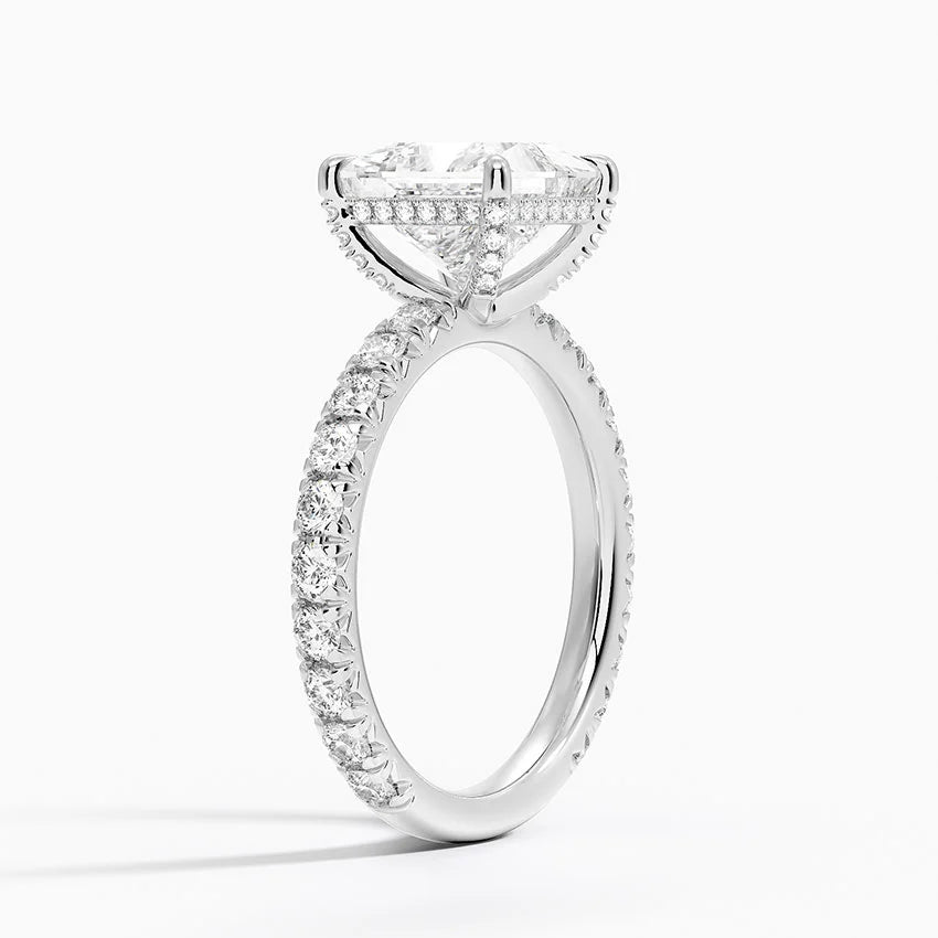 2.75 Karat Prenses Kesim Hidden Halo Tasarım Tektaş Laboratuvar Pırlanta Yüzük 18K - Selora - Bold Diamonds