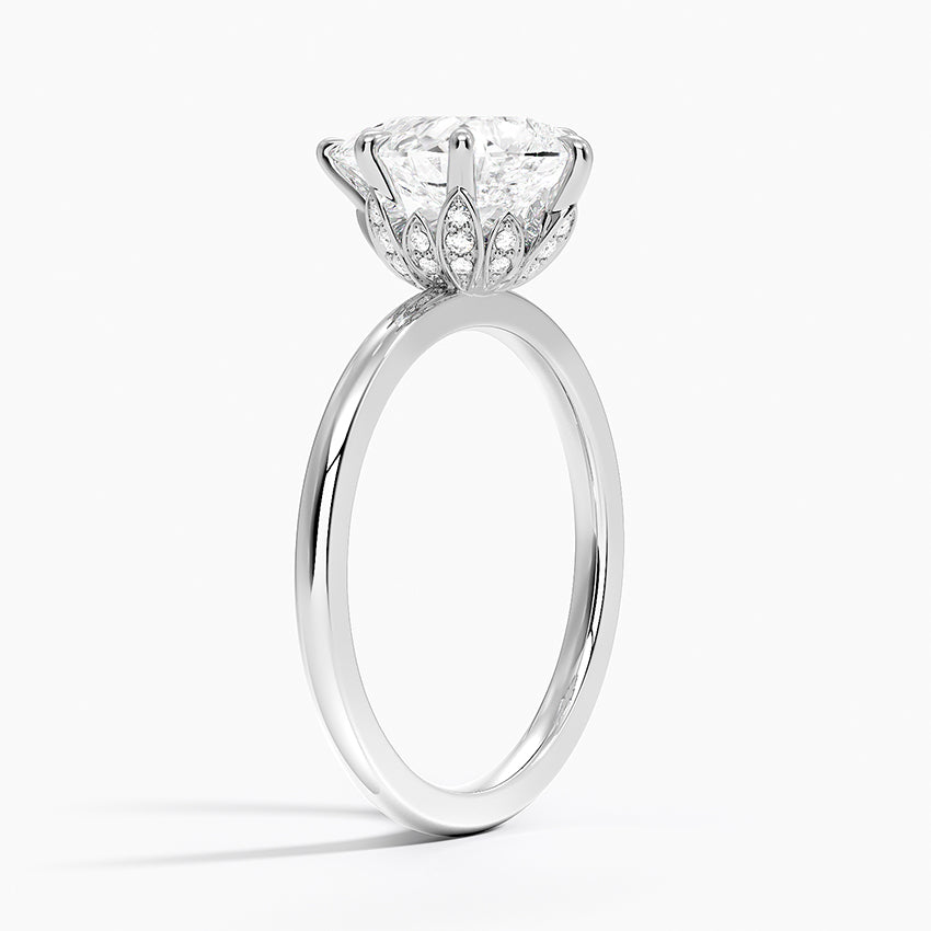 Altı Tırnak 2.15 Karat Damla Kesim Hidden Halo Tasarım Tektaş Laboratuvar Pırlanta Yüzük - Delora - Bold Diamonds