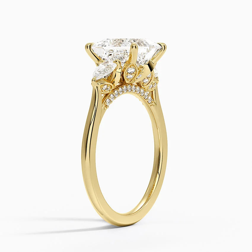 1.60 Carat Princess Halo Design Solitaire Lab Diamond Ring 18K - Florina