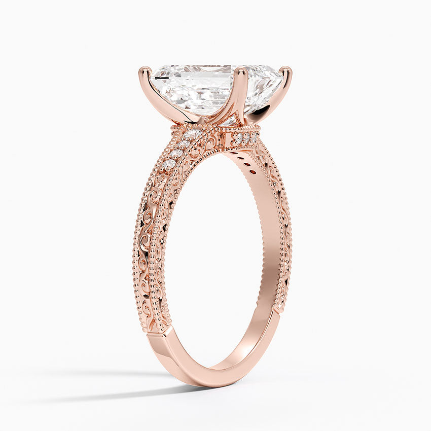 2.15 Karat Emerald Kesim Hidden Halo Tasarım Tektaş Laboratuvar Pırlanta Yüzük - Venice