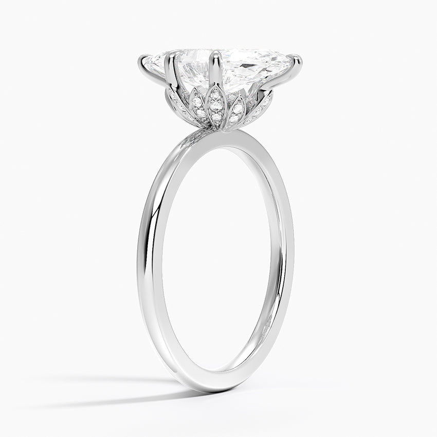 Altı Tırnak 2.15 Karat Marquise Kesim Hidden Halo Tasarım Tektaş Laboratuvar Pırlanta Yüzük - Delora - Bold Diamonds